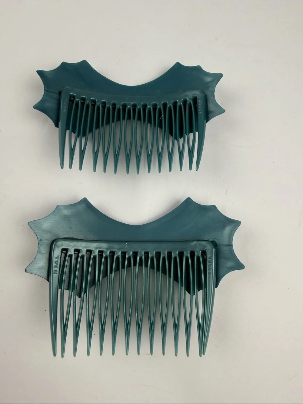 VTG 80s Goody Pair of Hair Combs Clips Teal/Turquoise Bow Detail